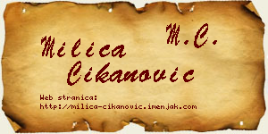 Milica Čikanović vizit kartica